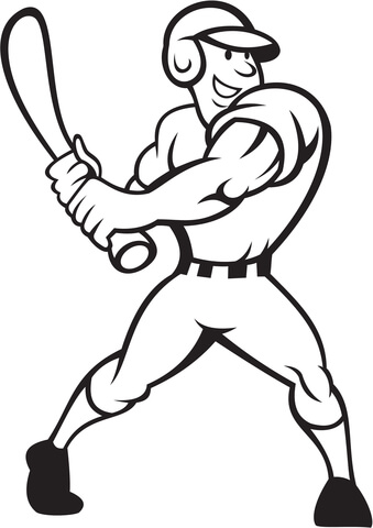 Baseball Player Batting Side Coloring Page